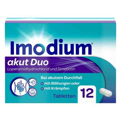 Imodium Akut Duo 2 Mg/125 Mg Tabletten 12 stk von Johnson & Johnson GmbH (OTC) PZN 17382709