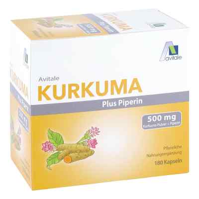 Kurkuma 500 mg+Piperin Kapseln 180 stk von Avitale GmbH PZN 19557343