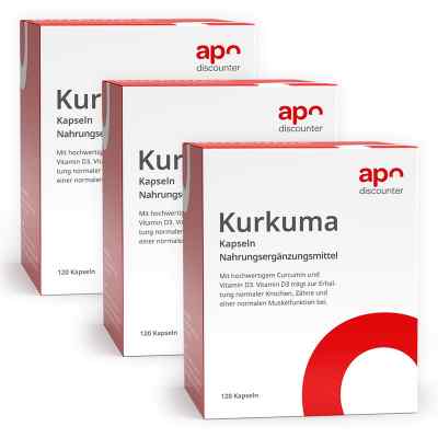 Kurkuma Kapseln mit Vitamin D3 von apodiscounter 3x 120 stk von apo.com Group GmbH PZN 08101854