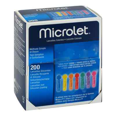 Lanzetten Microlet farbig 200 stk von 1001 Artikel Medical GmbH PZN 08841638