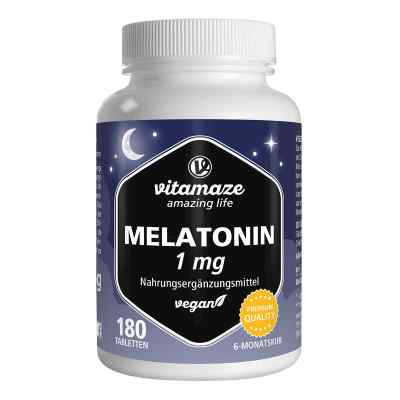 Melatonin 1 Mg Hochdosiert Vegan Tabletten 180 stk von Vitamaze GmbH PZN 18662411