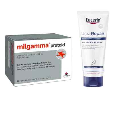 Milgamma Protekt Filmtabletten + Eucerin Urearepair Plus Fußcrem 1 Set von  PZN 08105436