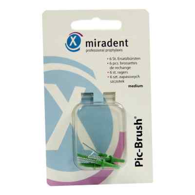 Miradent Interdentalbürsten Pic-Brush Ersatzbürsten medium grün 6  von Hager Pharma GmbH PZN 02172432