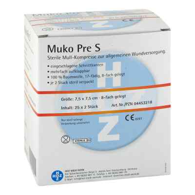 Mukopre S 7,5x7,5cm 8fach sterile Mullkompresse 25X2 stk von HOZ MEDI WERK Produktions- und Vertriebs GmbH & Co PZN 04453218