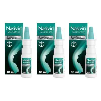 Nasivin Nasenspray ohne Konservierungsstoffe Erwachsene und Schu 3x10 ml von WICK Pharma - Zweigniederlassung der Procter & Gam PZN 08103158