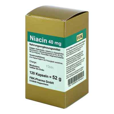 Niacin 40 mg pro Kapsel 120 stk von FBK-Pharma GmbH PZN 13723993