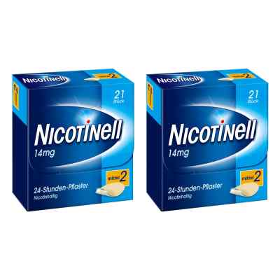 Nicotinell 14mg/24-Stunden-Nikotinpflaster, Mittel (2) 2x21 stk von Cooper Consumer Health Deutschland GmbH PZN 08106778