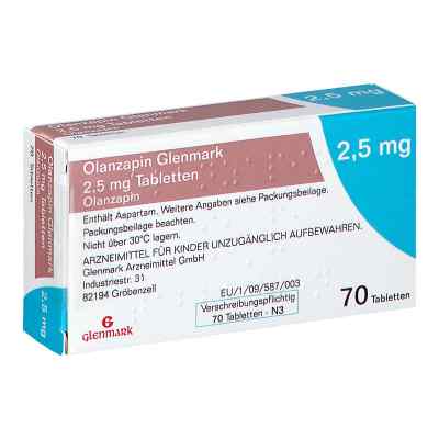Olanzapin Glenmark 2,5mg 70 stk von Glenmark Arzneimittel GmbH PZN 09465893
