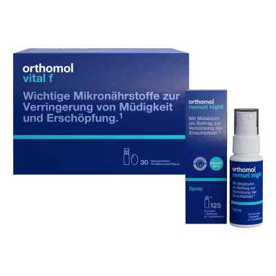Orthomol Vital f Trinkfläschchen + Orthomol Nemuri night Spray 1  Set von Orthomol pharmazeutische PZN 08102391