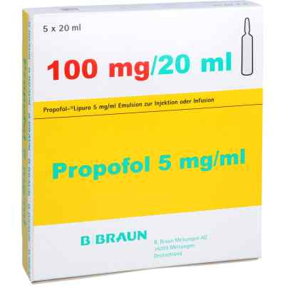 Propofol Lipuro 5mg/ml Emuls.z.inj.u.inf.glasamp. 5X20 ml von B. Braun Melsungen AG PZN 00204079