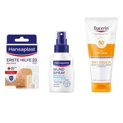 Reiseapotheke Hansaplast Erste Hilfe Pflaster Mix + Wundspray + 