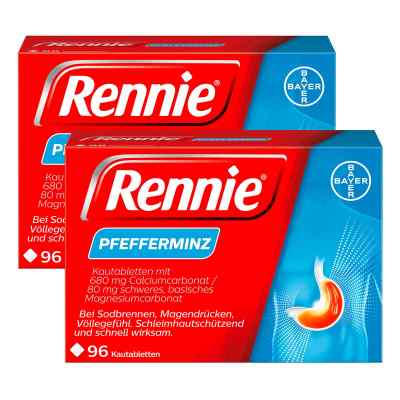 Rennie Pfefferminz gegen Sodbrennen Kautabletten 2x96 stk von Bayer Vital GmbH PZN 08102354