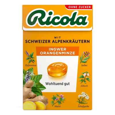 Ricola Ingwer Orangenminze Bonbons ohne Zucker Box  50 g von MARVECS GmbH PZN 17518385