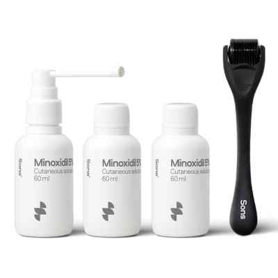 Sons Minoxidil 50mg/ml Lösung 180ml für Männer + Dermo Roller 1 Set von CAREFORSONS IRELAND LIMITED PZN 08107028