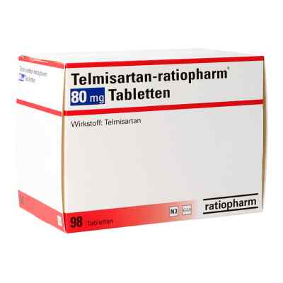 Telmisartan-ratiopharm 80 mg Tabletten 98 stk von ratiopharm GmbH PZN 02718397