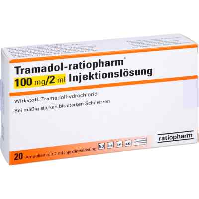 Tramadol ratiopharm 100 mg/2 ml iniecto l. 20 stk von ratiopharm GmbH PZN 07260595