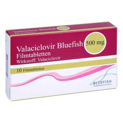 Valaciclovir Bluefish 500mg 10 stk von Bluefish Pharma GmbH PZN 05116463