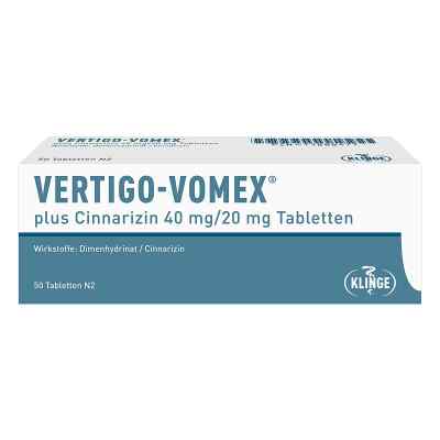 Vertigo Vomex plus Cinnarizin 40 mg/20 mg Tabletten 50 stk von Klinge Pharma GmbH PZN 11888477