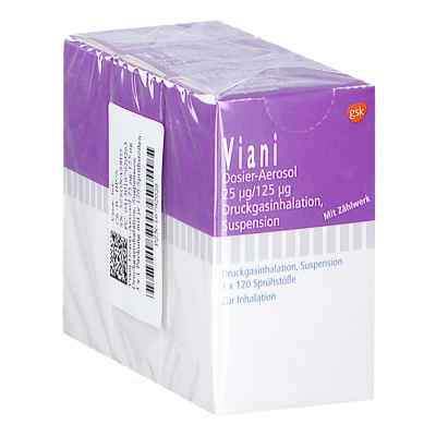 Viani 25 Μg/125 Μg 3x120 Hub Dosieraerosol 3X120 stk von GlaxoSmithKline GmbH & Co. KG PZN 16792026