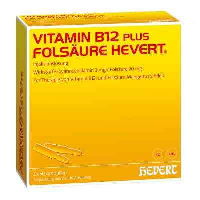 Vitamin B12 plus Folsäure Hevert [a-akut] 2 ml Amp 2X100 stk von Hevert Arzneimittel GmbH & Co. K PZN 04674439