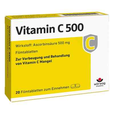 Vitamin C 500 Filmtabletten 20 stk von Wörwag Pharma GmbH & Co. KG PZN 00652234