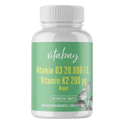Vitamin D3 Depot 20.000 I.E. + Vitamin K2 200 mg Tabletten 180 stk von Vitabay CV PZN 18236921