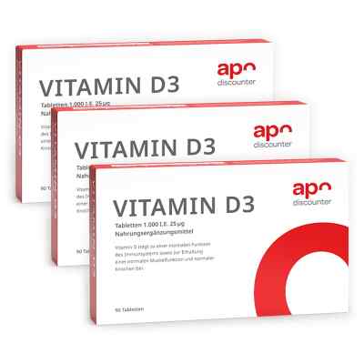 Vitamin D3 Tabletten 1000 I.E. 25 mcg von apodiscounter 3x 90 stk von apo.com Group GmbH PZN 08101840
