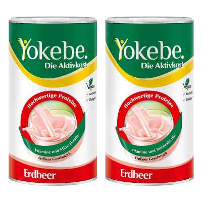 Yokebe Erdbeer - Diätshake zur Gewichtsabnahme - mit Protein 2x500 g von Naturwohl Pharma GmbH PZN 08105204