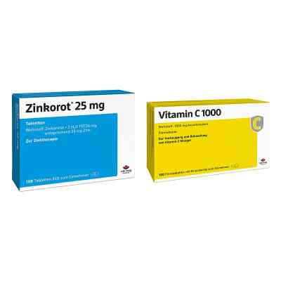 Zinkorot 25 mg + Vitamin C1000 100+100 stk von Wörwag Pharma GmbH & Co. KG PZN 08106490
