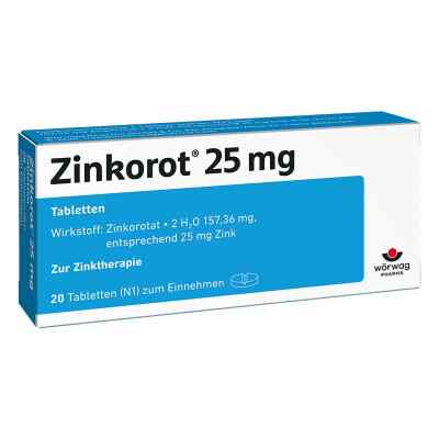 Zinkorot 25 Mg Zink Tabletten 20 stk von Wörwag Pharma GmbH & Co. KG PZN 18082889