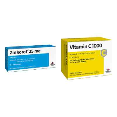Zinkorot 25 Mg Zink Tabletten+ Vitamin C1000 Filmtabletten 1 Set von Wörwag Pharma GmbH & Co. KG PZN 08105411