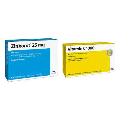 Zinkorot 25 Mg Zink Tabletten+ Vitamin C1000 Filmtabletten 1 Set von Wörwag Pharma GmbH & Co. KG PZN 08105412