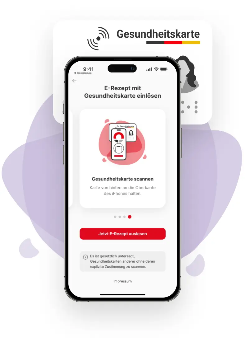 Elektronische Gesundheitskarte auf Smartphone für App-Nutzung